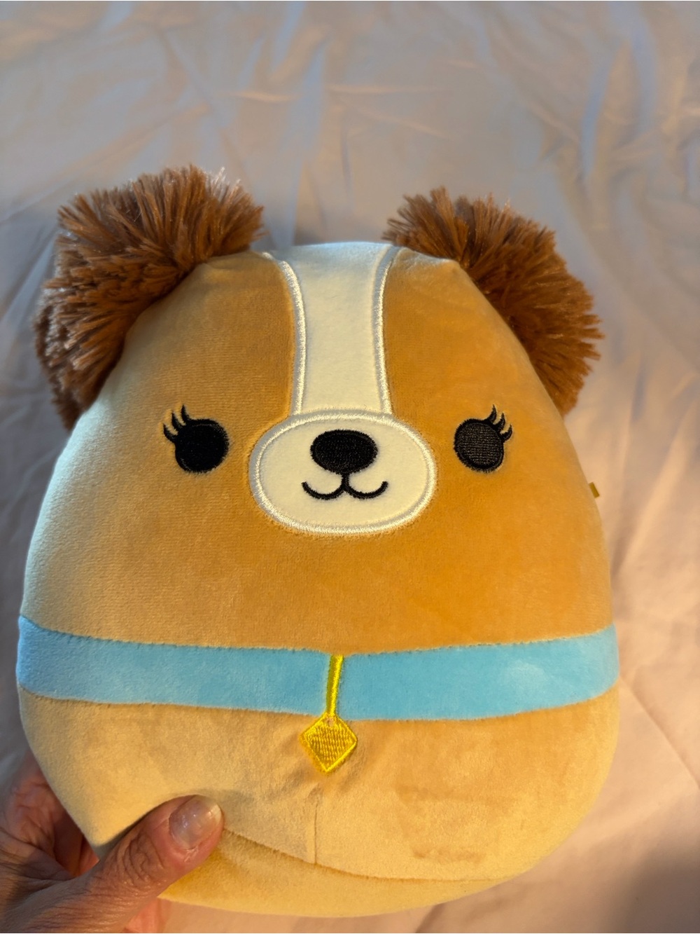 Squishmallows Tan, Brown & Blue Plush Dog